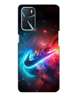 Чехол для OPPO A54s с картинкой «Огненный логотип Nike»