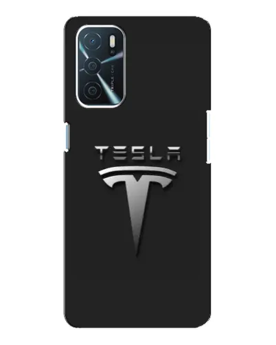 Чехол для OPPO A54s с картинкой «Стальной логотип Tesla»