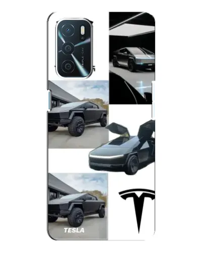 Чехол для OPPO A54s с картинкой «Коллаж Cybertruck Tesla»