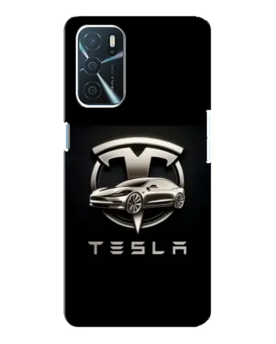Чехол для OPPO A54s с картинкой «Tesla — серебристое авто»
