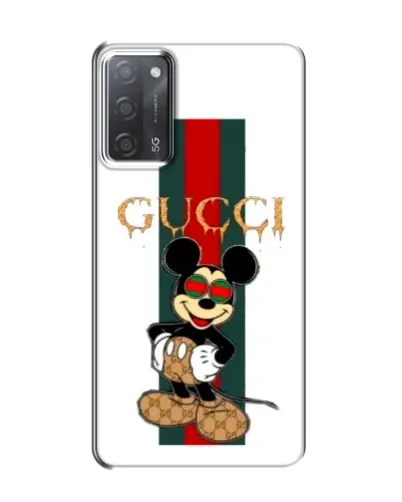 Чехол для OPPO A55 с картинкой «Микки Маус Gucci — полосы»