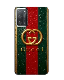 Чехол для OPPO A55 с картинкой «Gucci — фирменная полоса и золото» Чехол для OPPO A55 с картинкой «Gucci — фирменная полоса и золото»
