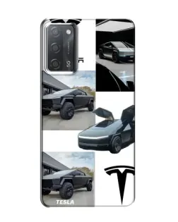 Чехол для OPPO A55 с картинкой «Коллаж Cybertruck Tesla»