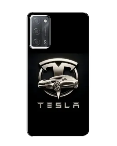 Чохол для OPPO A55 з картинкою «Tesla — срібне авто»