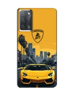 Чохол для OPPO A55 з картинкою «Жовтий Lamborghini місто»