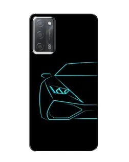 Чохол для OPPO A55 з картинкою «Блакитний силует Lamborghini»