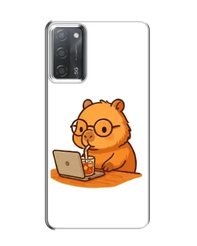 Чохол для OPPO A55 з картинкою «Капібара з ноутбуком»
