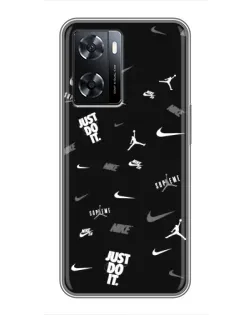 Чохол для OPPO A57s з картинкою «Nike Black Pattern»