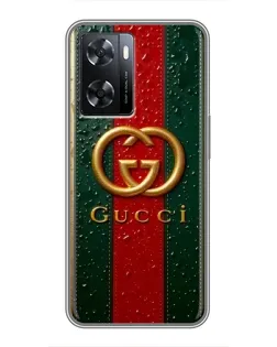 Чохол для OPPO A57s з картинкою «Gucci — фірмова смуга та золото» Чохол для OPPO A57s з картинкою «Gucci — фірмова смуга та золото»