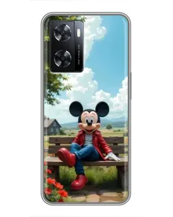 Чехол для OPPO A57s с картинкой «Микки на скамейке»