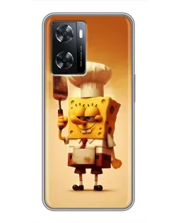 Чехол для OPPO A57s с картинкой «Губка Боб повар»