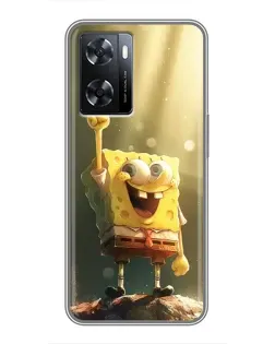 Чехол для OPPO A57s с картинкой «Сияющий Спанч Боб»