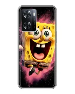 Чехол для OPPO A57s с картинкой «Взрывной Спанч Боб»