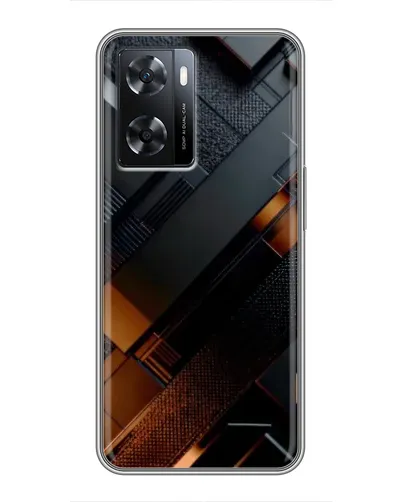 Чехол для OPPO A57s с картинкой «Черные геометрические блоки»
