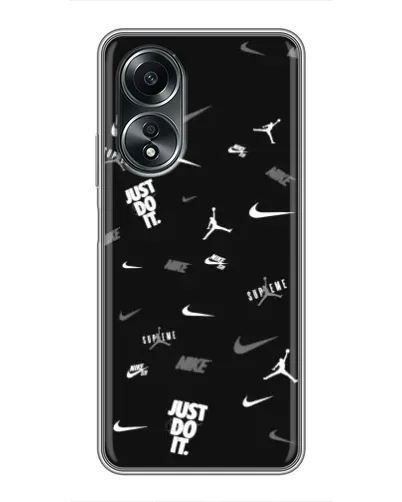 Чехол для OPPO A58 (4G) с картинкой «Nike Black Pattern» Чехол для OPPO A58 (4G) с картинкой «Nike Black Pattern»