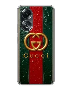 Чохол для OPPO A58 (4G) з картинкою «Gucci — фірмова смуга та золото»
