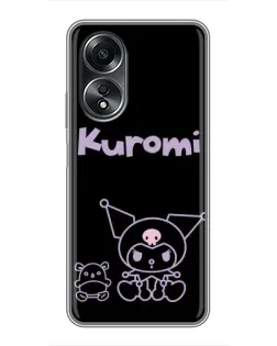 Чехол для OPPO A58 (4G) с картинкой «Kuromi — черный минимализм» Чехол для OPPO A58 (4G) с картинкой «Kuromi — черный минимализм»