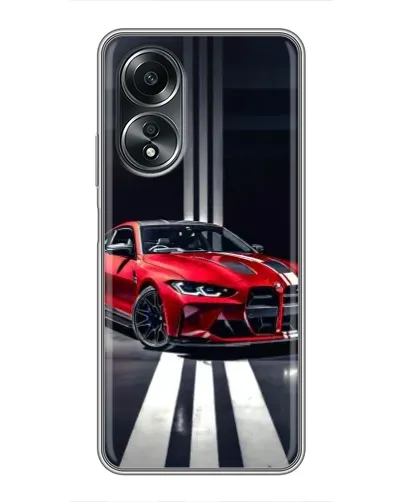 Чехол для OPPO A58 (4G) с картинкой «Красная BMW на дороге»
