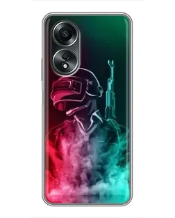 Чехол для OPPO A58 (4G) с картинкой «PUBG — огненный воин» Чехол для OPPO A58 (4G) с картинкой «PUBG — огненный воин»