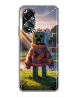 Чехол для OPPO A58 (4G) с картинкой «Крипер в свитере» Чехол для OPPO A58 (4G) с картинкой «Крипер в свитере»