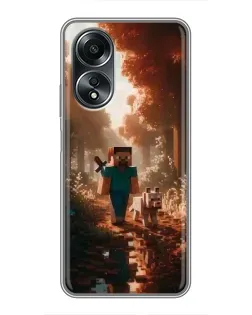 Чехол для OPPO A58 (4G) с картинкой «Стив в лесу» Чехол для OPPO A58 (4G) с картинкой «Стив в лесу»