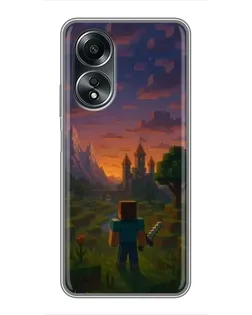 Чехол для OPPO A58 (4G) с картинкой «Стив у башни» Чехол для OPPO A58 (4G) с картинкой «Стив у башни»