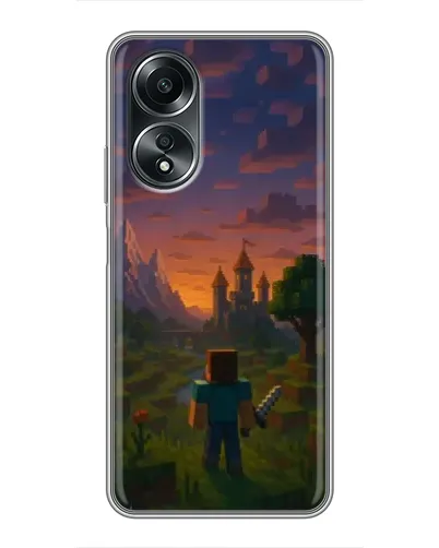 Чехол для OPPO A58 (4G) с картинкой «Стив у башни» Чехол для OPPO A58 (4G) с картинкой «Стив у башни»