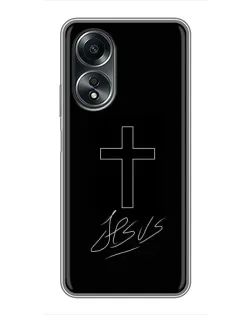 Чехол для OPPO A58 (4G) с картинкой «Графический крест Jesus» Чехол для OPPO A58 (4G) с картинкой «Графический крест Jesus»