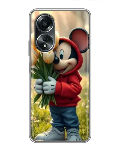 Чехол для OPPO A58 (4G) с картинкой «Микки с тюльпанами» Чехол для OPPO A58 (4G) с картинкой «Микки с тюльпанами»
