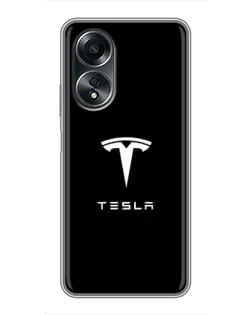 Чехол для OPPO A58 (4G) с картинкой «Tesla White Logo»