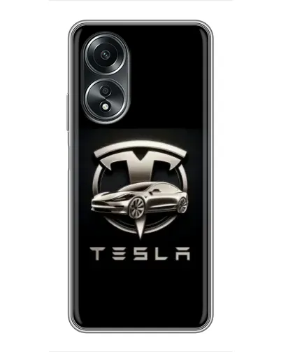 Чехол для OPPO A58 (4G) с картинкой «Tesla — серебристое авто» Чехол для OPPO A58 (4G) с картинкой «Tesla — серебристое авто»