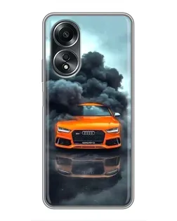 Чехол для OPPO A58 (4G) с картинкой «Audi в облаках дыма» Чехол для OPPO A58 (4G) с картинкой «Audi в облаках дыма»