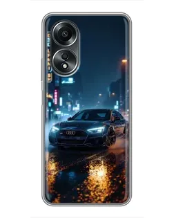 Чехол для OPPO A58 (4G) с картинкой «Ночной город и Audi» Чехол для OPPO A58 (4G) с картинкой «Ночной город и Audi»