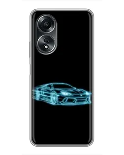 Чехол для OPPO A58 (4G) с картинкой «Неоновый контур Lamborghini»
