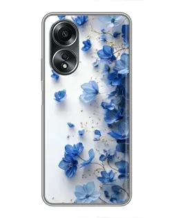 Чехол для OPPO A58 (4G) с картинкой «Голубой цветочный каскад»