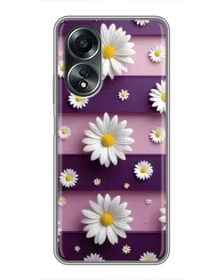 Чехол для OPPO A58 (4G) с картинкой «Ромашки на фиолетовом»