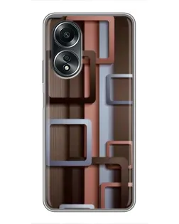 Чехол для OPPO A58 (4G) с картинкой «Коричневые объемные квадраты» Чехол для OPPO A58 (4G) с картинкой «Коричневые объемные квадраты»