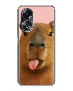 Чехол для OPPO A58 (4G) с картинкой «Капибара с языком»