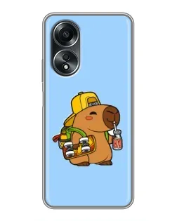 Чехол для OPPO A58 (4G) с картинкой «Капибара на скейте»