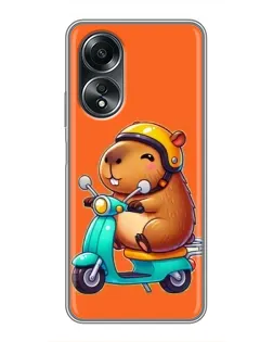 Чехол для OPPO A58 (4G) с картинкой «Капибара на скутере»