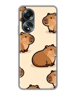 Чехол для OPPO A58 (4G) с картинкой «Паттерн милых капибар»