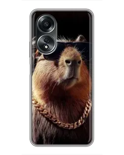 Чехол для OPPO A58 (4G) с картинкой «Капибара золотая цепь»
