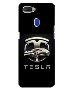 Чохол для OPPO A5s з картинкою «Tesla — срібне авто»