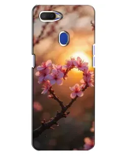 Чехол для OPPO A5s с картинкой «Розовый цвет сердце на фоне заката»