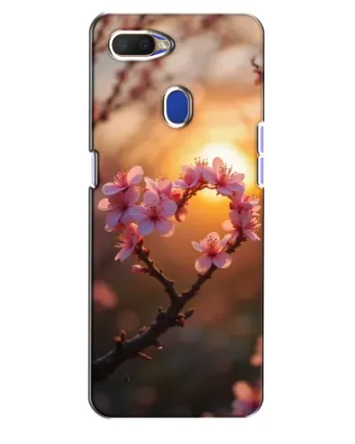 Чехол для OPPO A5s с картинкой «Розовый цвет сердце на фоне заката»