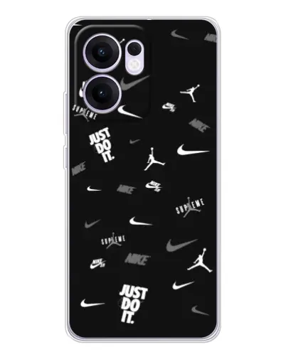 Чехол для OPPO A5x 5G с картинкой «Nike Black Pattern» Чехол для OPPO A5x 5G с картинкой «Nike Black Pattern»