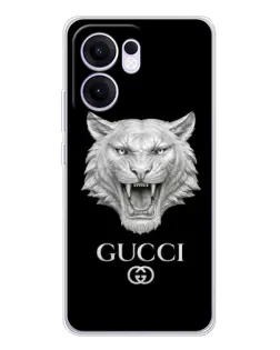 Чехол для OPPO A5x 5G с картинкой «Gucci — серебряный лев»