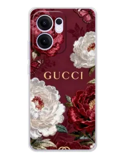 Чехол для OPPO A5x 5G с картинкой «Gucci — бордовые розы»