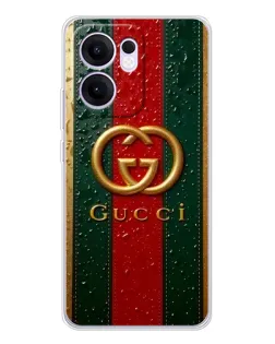 Чехол для OPPO A5x 5G с картинкой «Gucci — фирменная полоса и золото»