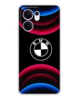 Чехол для OPPO A5x 5G с картинкой «Логотип BMW и неоновые дуги»